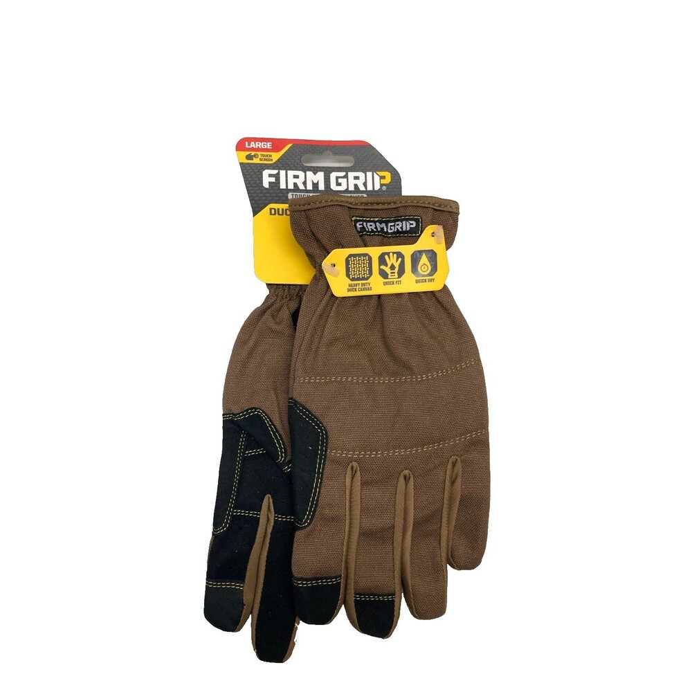 Firm Grip Duck Canvas Utility Tough Working Gloves TouchScreen Finger Tip Large